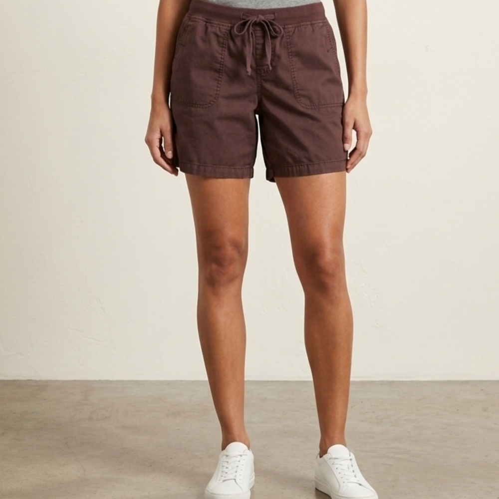 Merona Deep Purple Cotton Drawstring Shorts Womens Medium Elastic Waist Utility